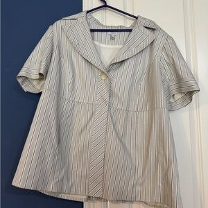 Semantiks Black and White Striped Button-Down Shirt